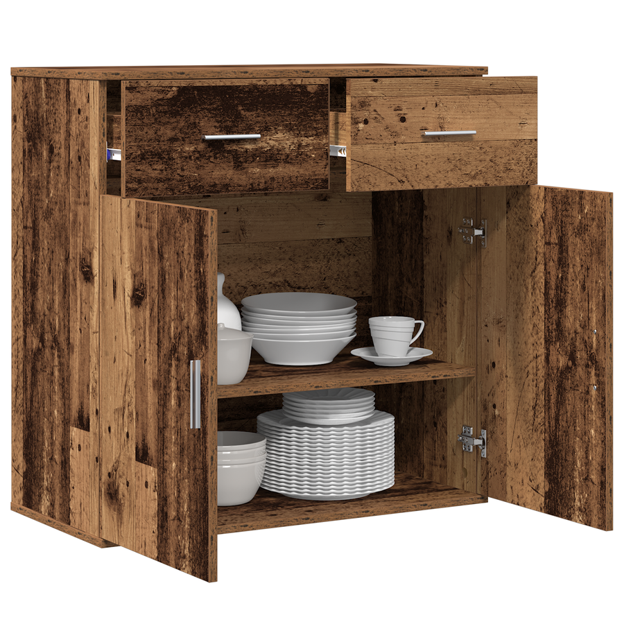 Dressoir met lade met plank met opslag met de deur Oud hout 79 x 38 x 80 cm Bewerkt hout