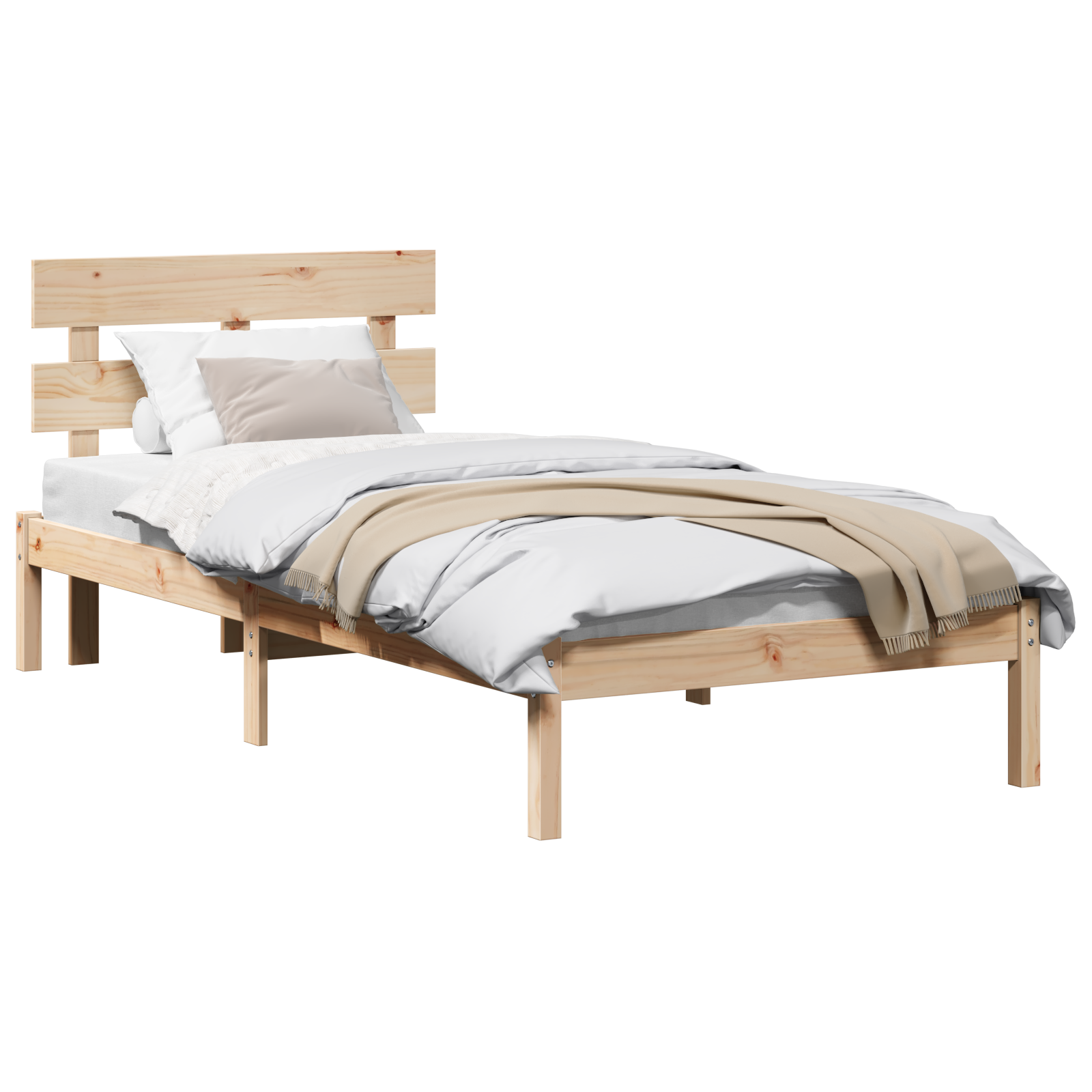 Bedframe met hoofdbord 80x200 cm van massief grenenhout