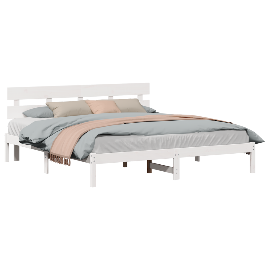 Bedframe met Hoofdbord Wit 200x200 cm Massief Hout