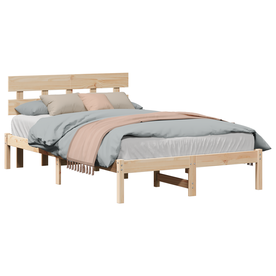 Bedframe met Hoofdbord 135x190 cm van Massief Grenenhout