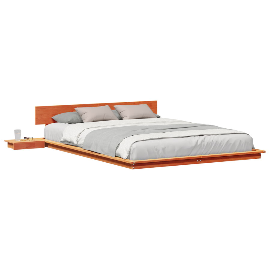 Ligbedframe met Nachtkastjes Wengé Bruin 140x200cm Massief Hout