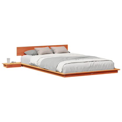 Vloerbedframe met bijzettafels Wax Bruin 120x200cm Massief Hout