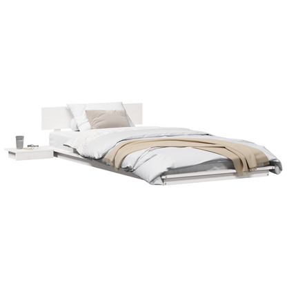 Ligbedframe met Nachttafels Wit 90x200cm Massief Hout
