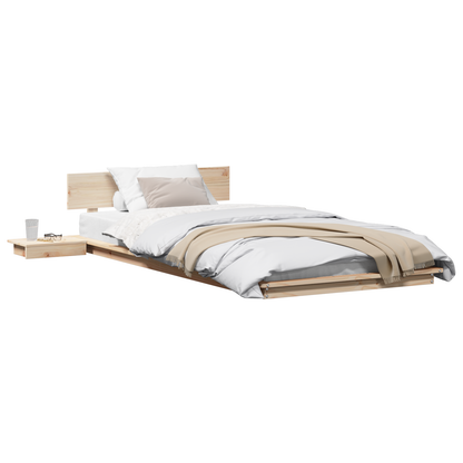 Bedframe met Nachtkastjes 80x200cm Uit Massief Hout