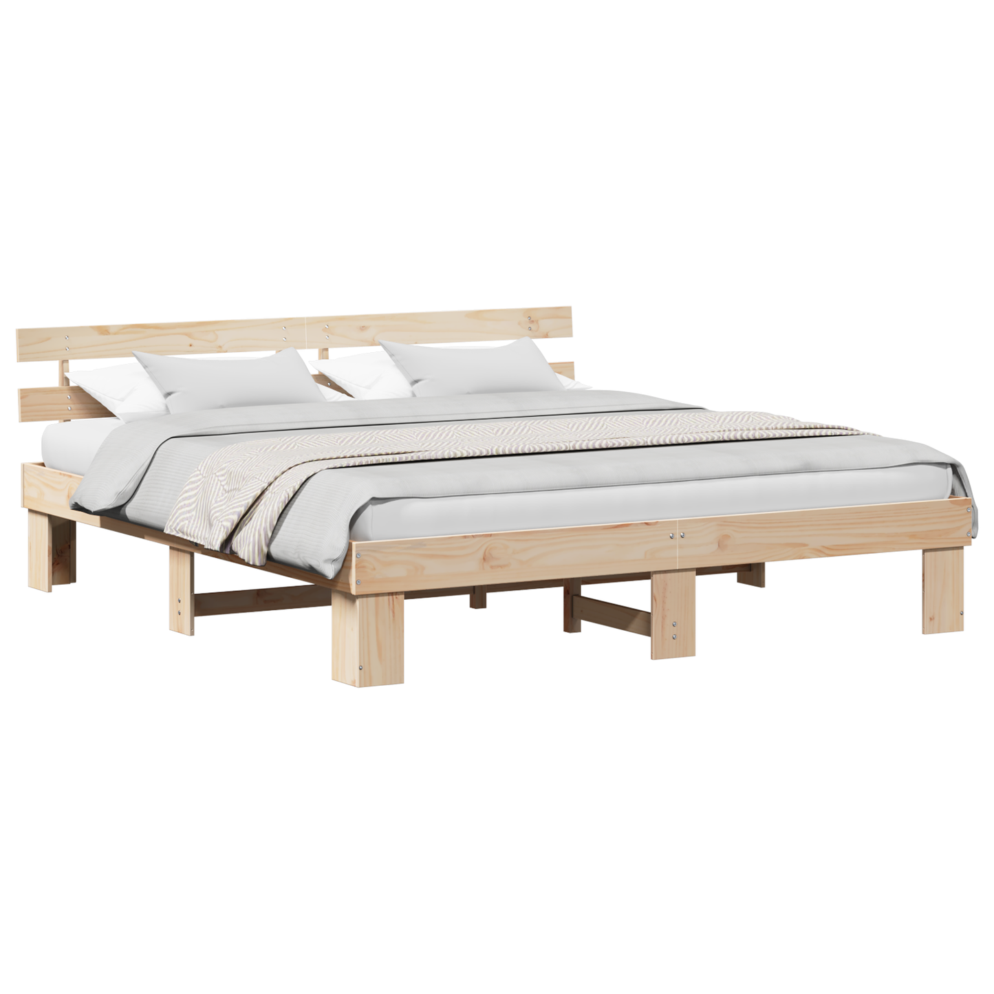 Bedframe met hoofdbord 180x200 cm van massief grenenhout