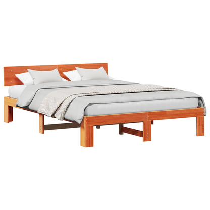 Bedbodem met Hoofdbord Wax Bruin 160x200 cm van Massief Grenenhout