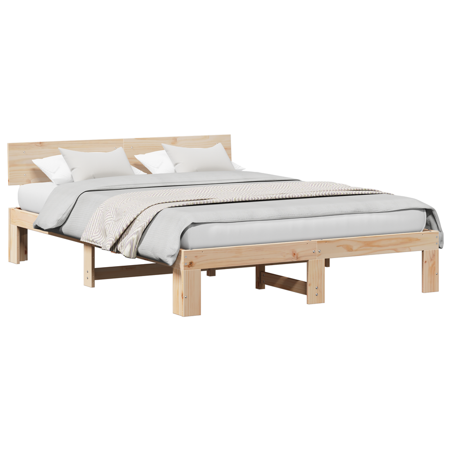 Bedframe met hoofdeinde 150x200 cm van massief grenenhout