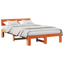 Bedframe met hoofdbord, gewaxte bruine kleur, 120x200 cm, massief grenenhout