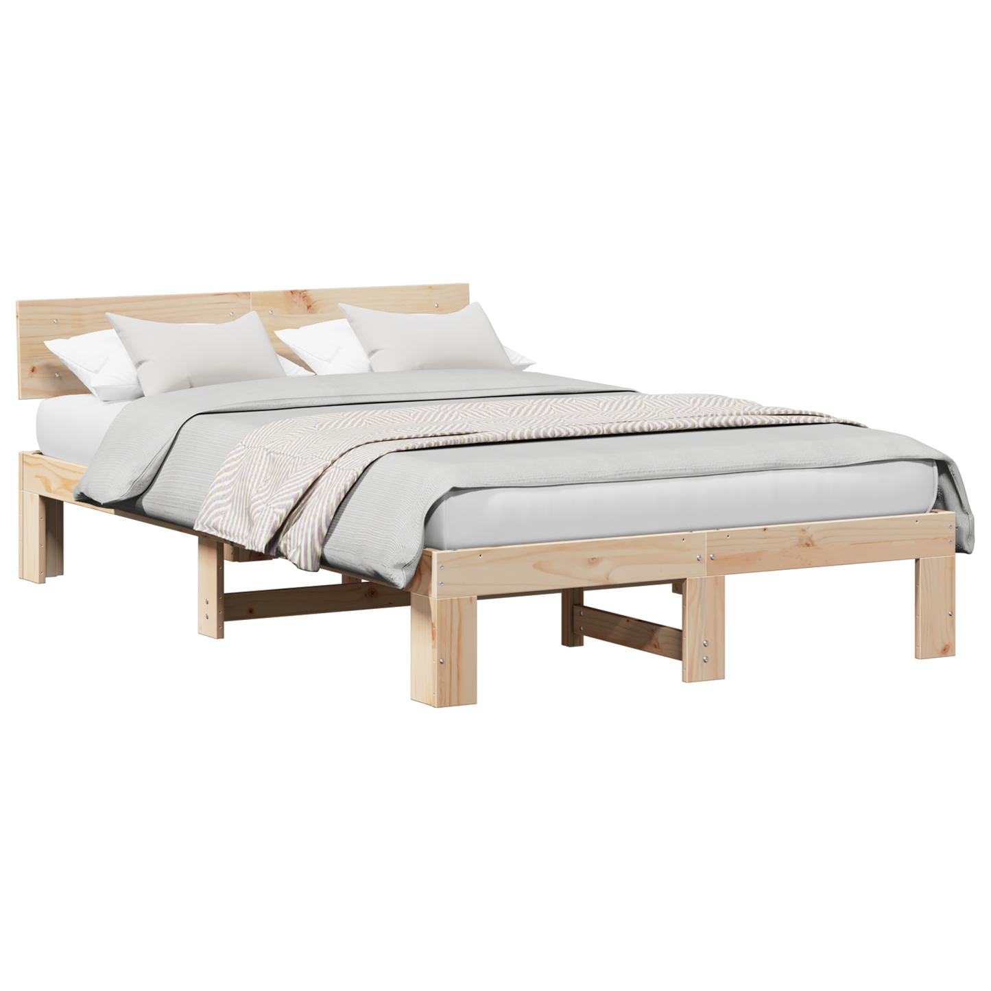 Bedframe met hoofdbord 140x190 cm van massief grenenhout