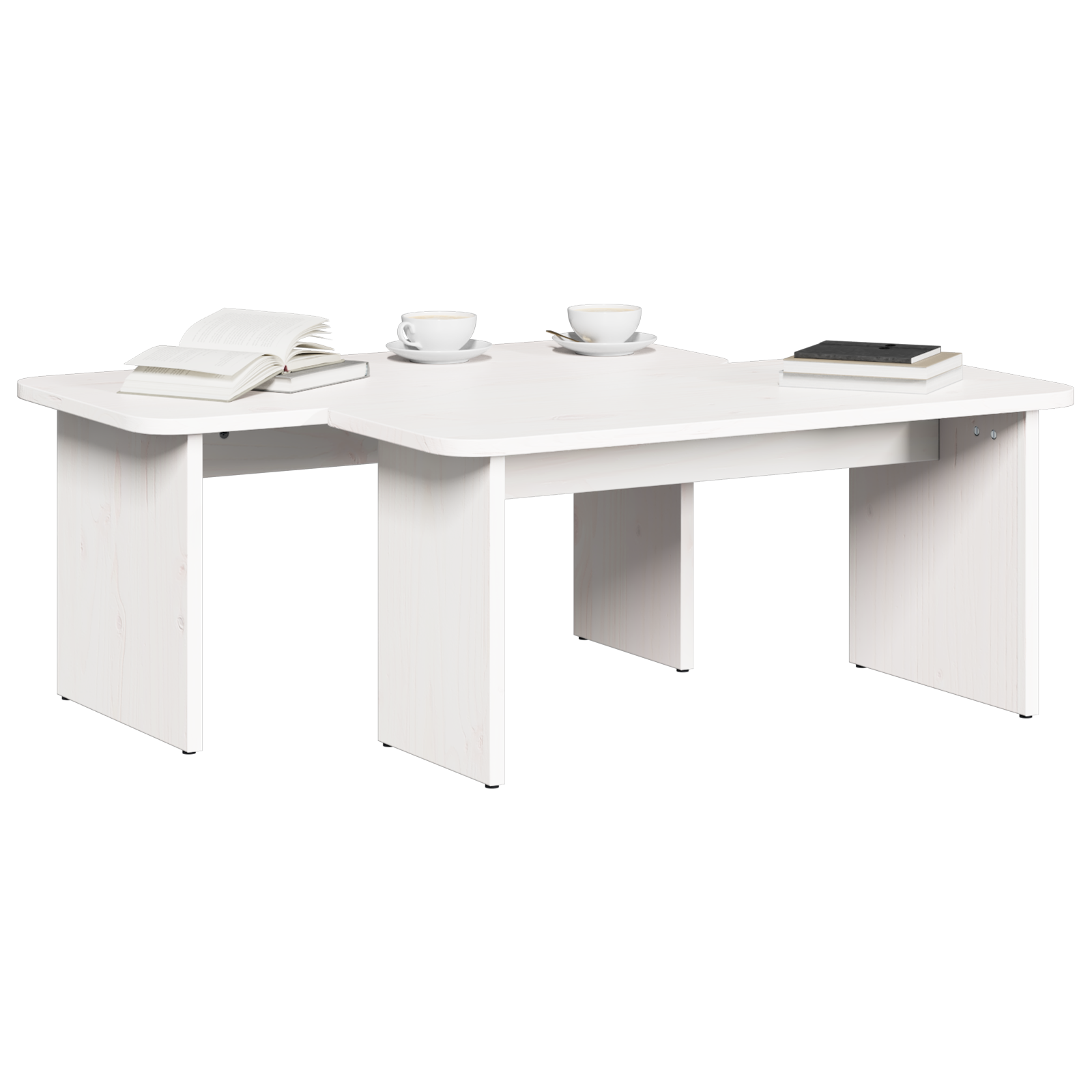 Salontafel 2 pcs Wit 100 x 69 x 35.5 cm Massief grenenhout