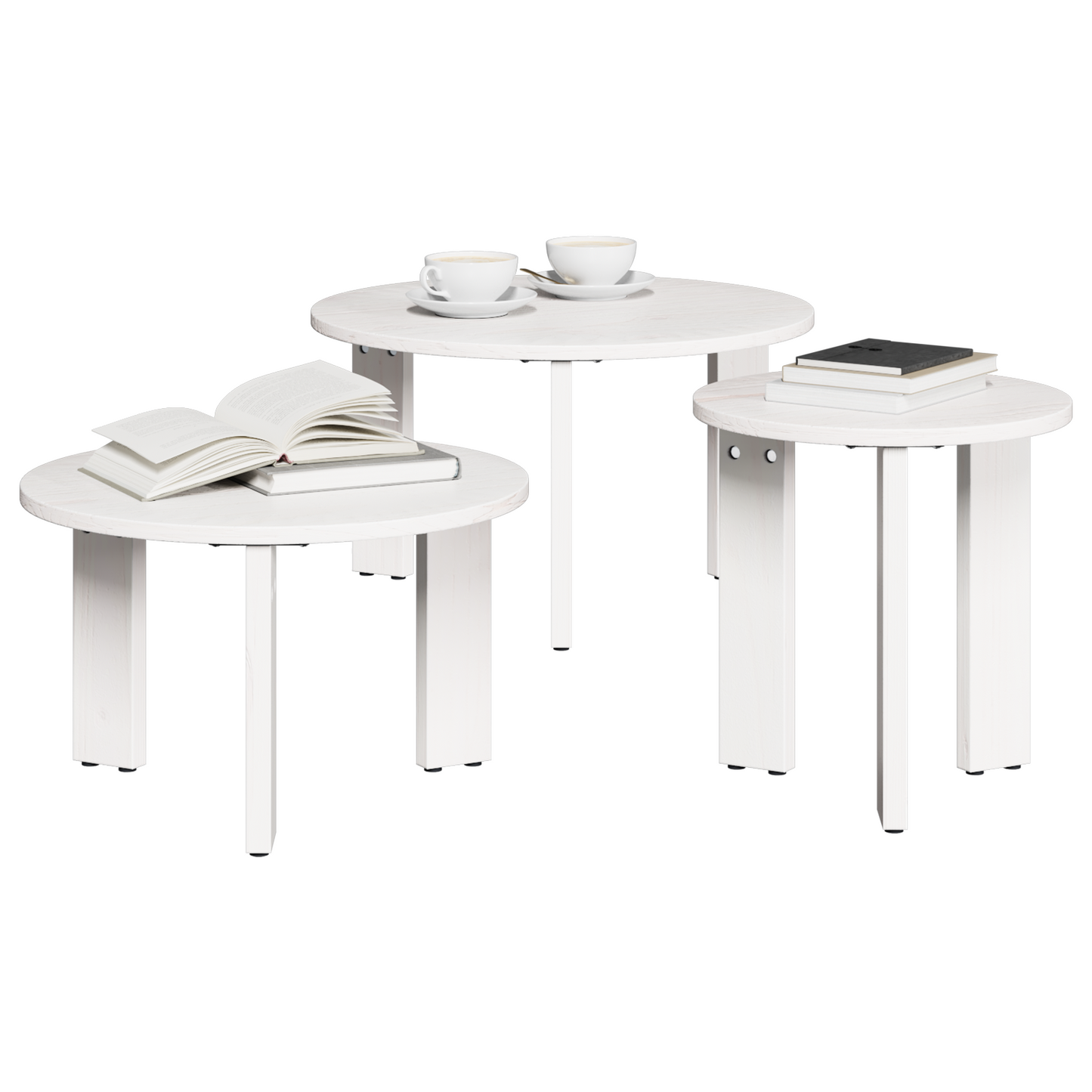 Koffietafel Set 3 pcs Wit 47.5 x 47.5 x 27 cm