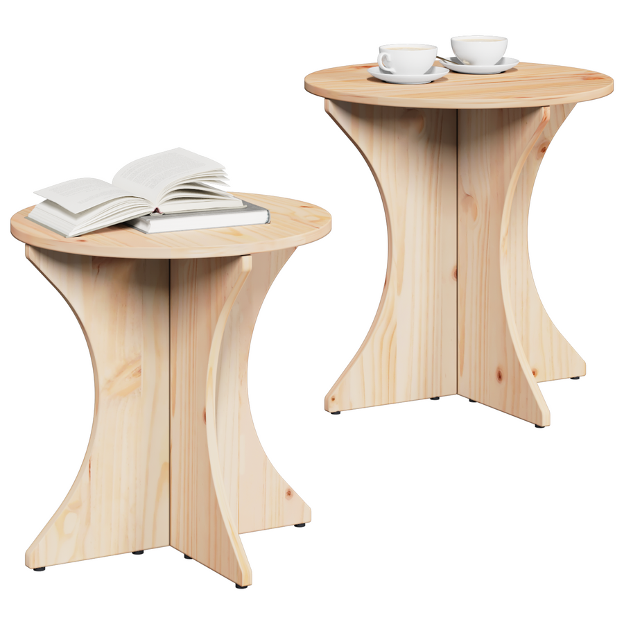 Salontafel 2 pcs Natuurlijk 46 x 46 x 47 cm Massief grenenhout