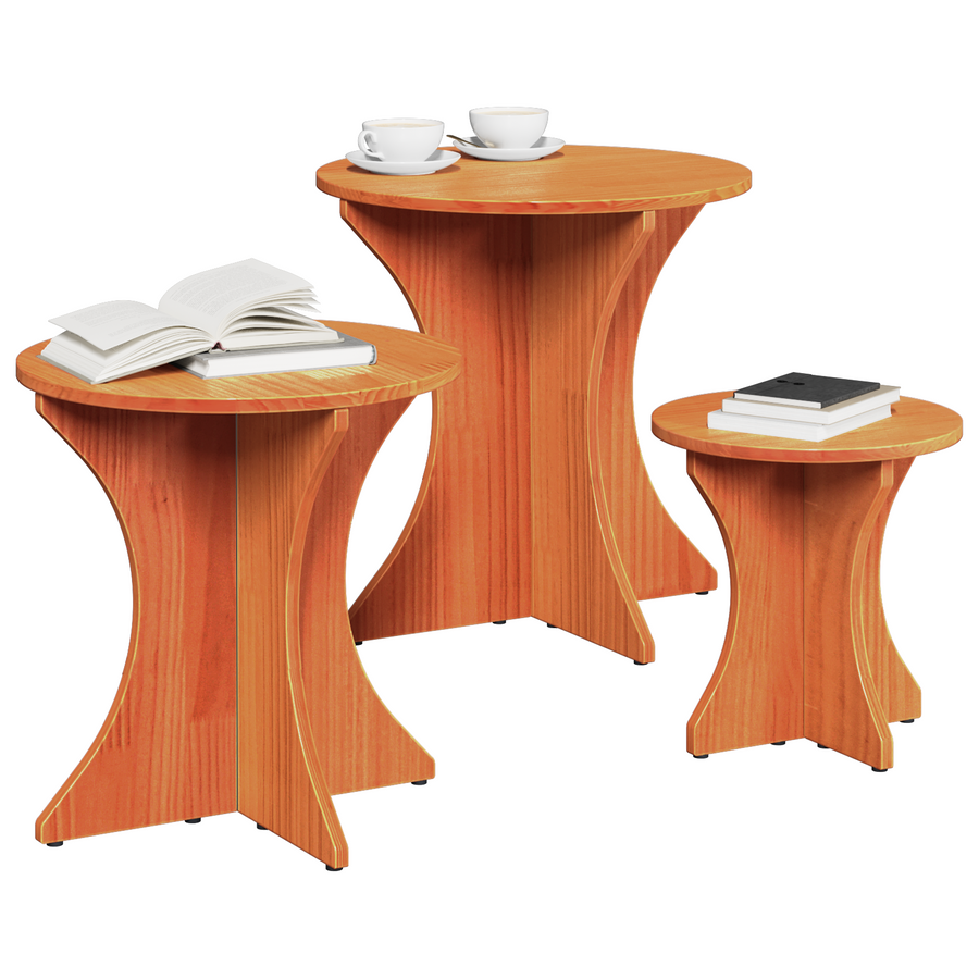 Koffietafel Set 3 pcs Wasbruin 46 x 46 x 47 cm