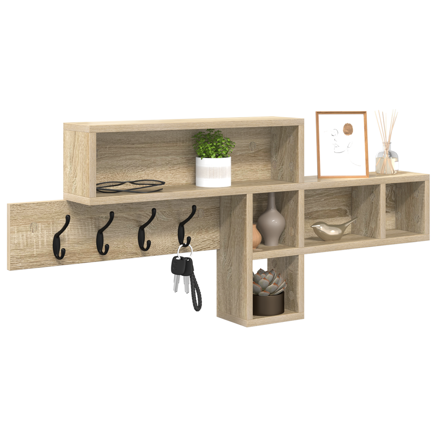 Wandgemonteerde kapstok Sonoma eiken 100 x 12 x 43.5 cm