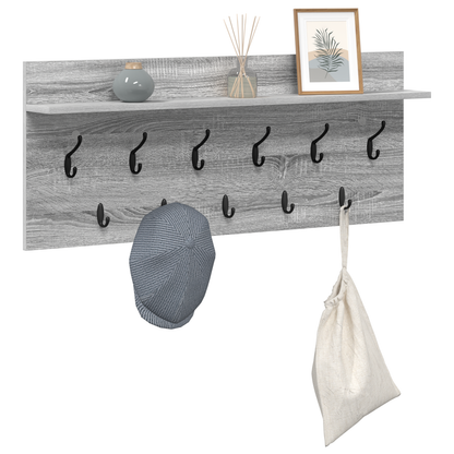 Wandgemonteerde kapstok met plank Grijs sonoma 100 x 40 x 12 cm
