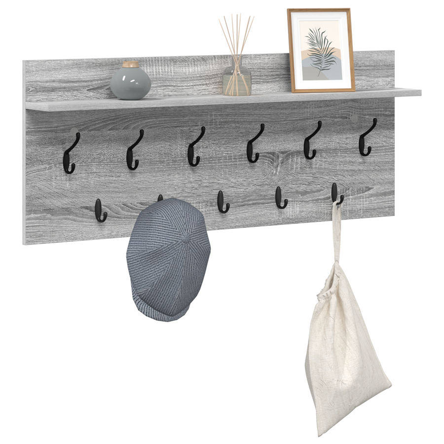 Wandgemonteerde kapstok met plank Grijs sonoma 100 x 40 x 12 cm