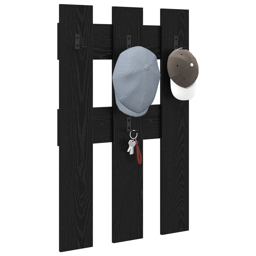 Wandgemonteerde kapstok met opslag Zwart eiken 65 x 3 x 100 cm
