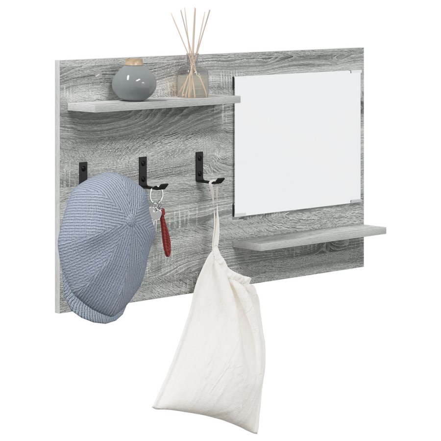 Wandgemonteerde kapstok met plank met opslag Grijs sonoma 90 x 10 x 50 cm