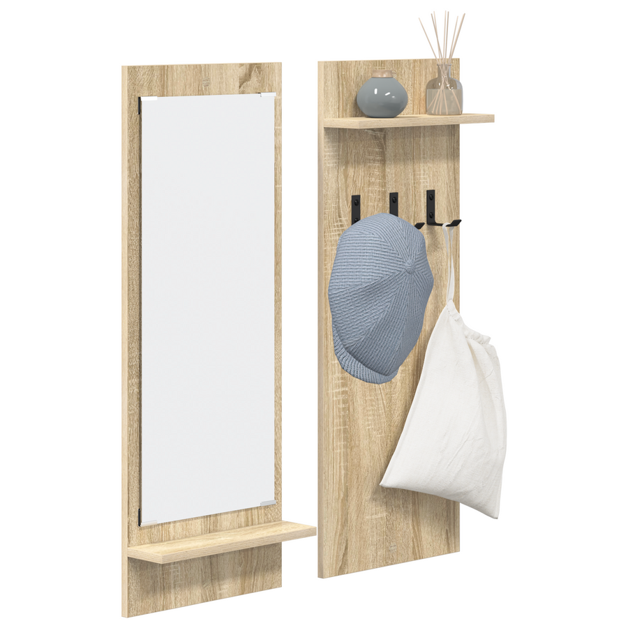 Wandgemonteerde kapstok met plank met opslag Sonoma eiken 70 x 10 x 90 cm