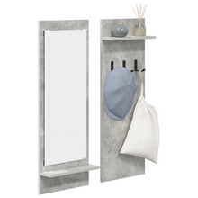 Wandgemonteerde kapstok met plank met opslag met spiegel Beton grijs 70 x 10 x 90 cm