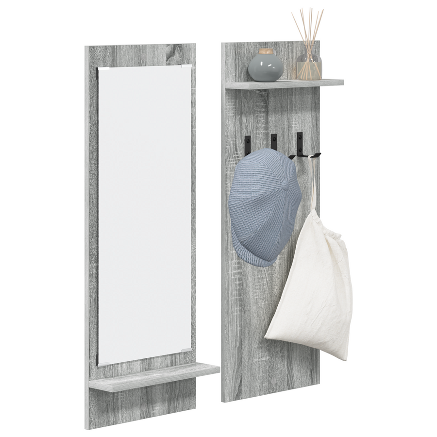 Wandgemonteerde kapstok met plank met opslag Grijs sonoma 70 x 10 x 90 cm