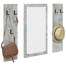 Wandgemonteerde kapstok met opslag met spiegel Betongrijs 96 x 1.5 x 90 cm