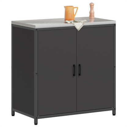 Keukenopslag Kast met plank met opslag met de deur Zwart 60 x 50 x 92 cm Staal