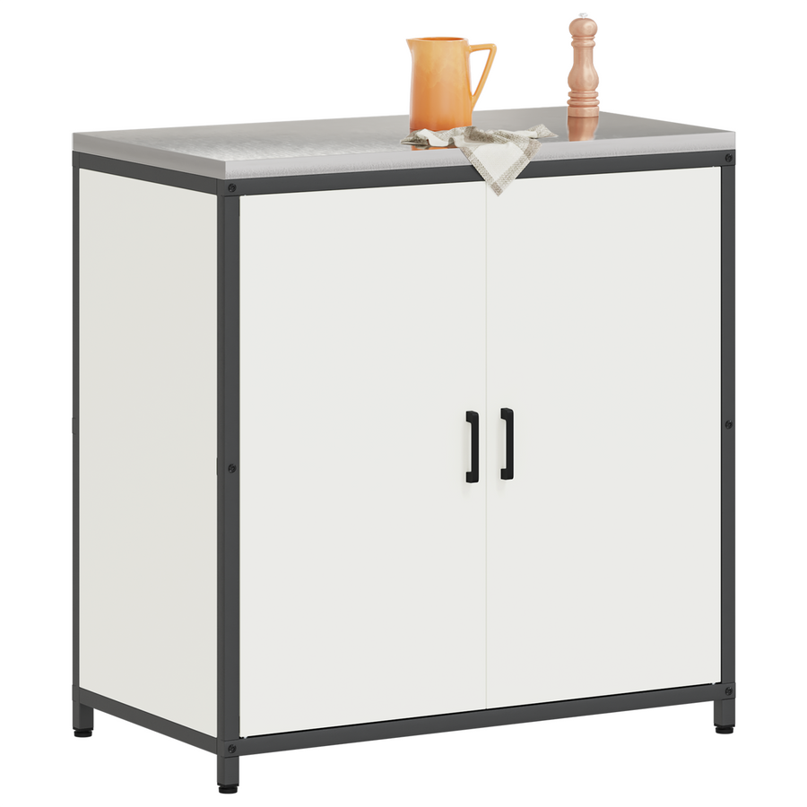 Keukenopslag Kast met plank met opslag met de deur Wit 60 x 50 x 92 cm Staal