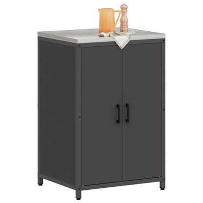 Keukenopslag Kast met plank met opslag met de deur Zwart 60 x 50 x 92 cm Staal
