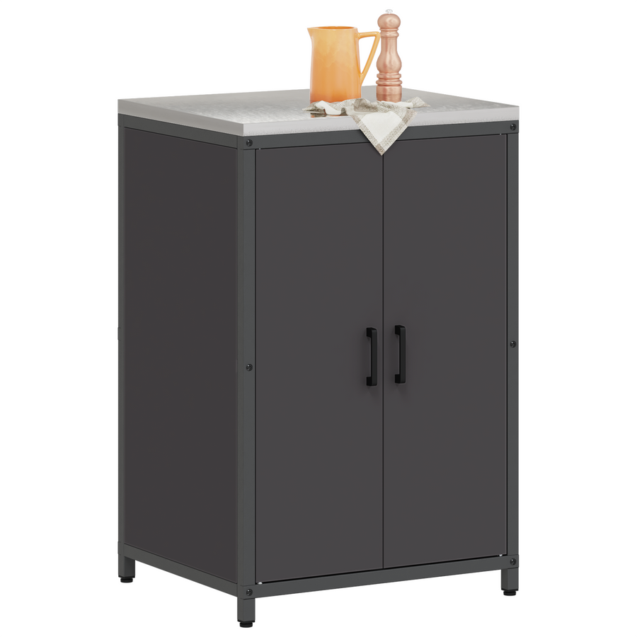Keukenopslag Kast met plank met opslag met de deur Zwart 60 x 50 x 92 cm Staal
