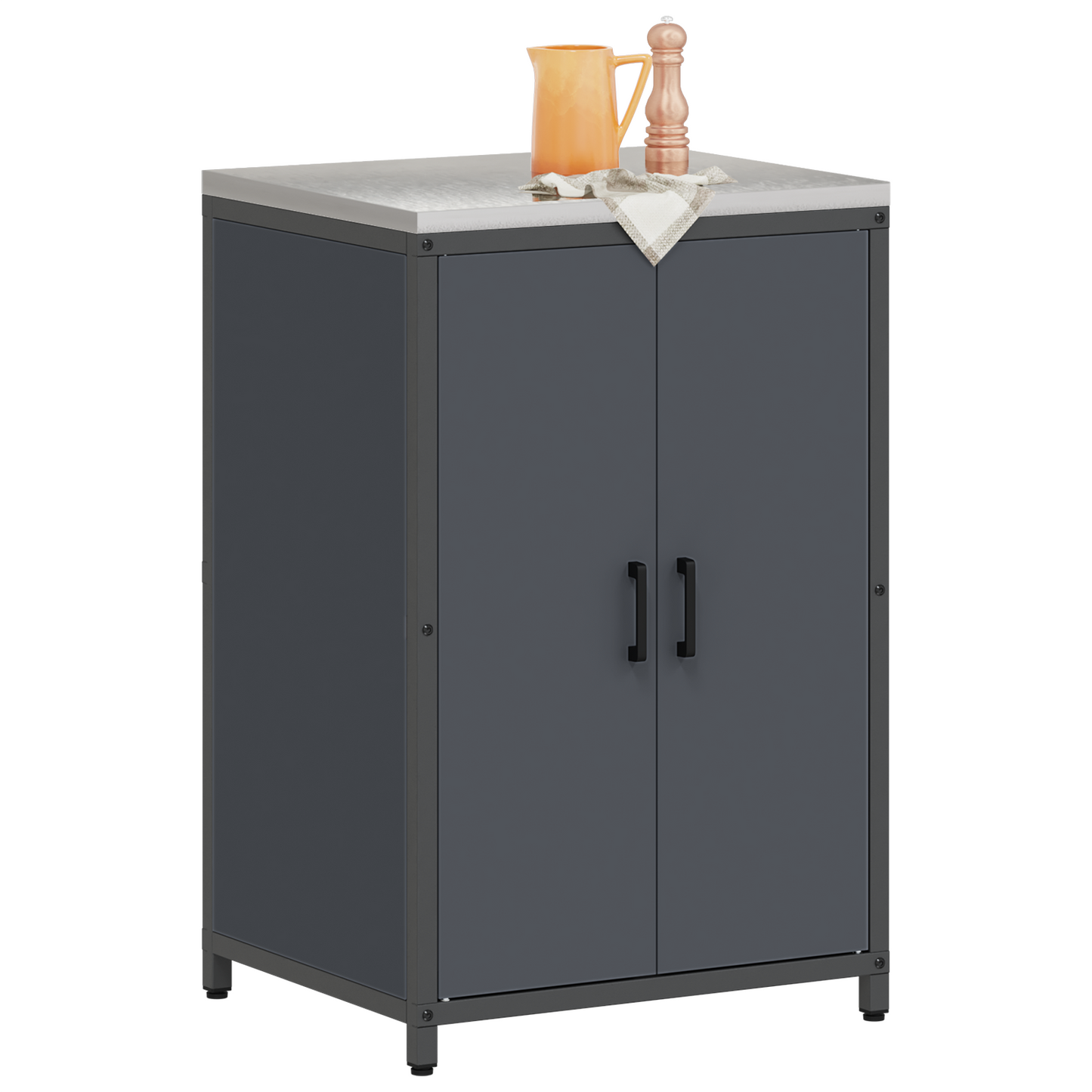 Keukenopslag Kast met plank met opslag met de deur Antraciet 60 x 50 x 92 cm Staal