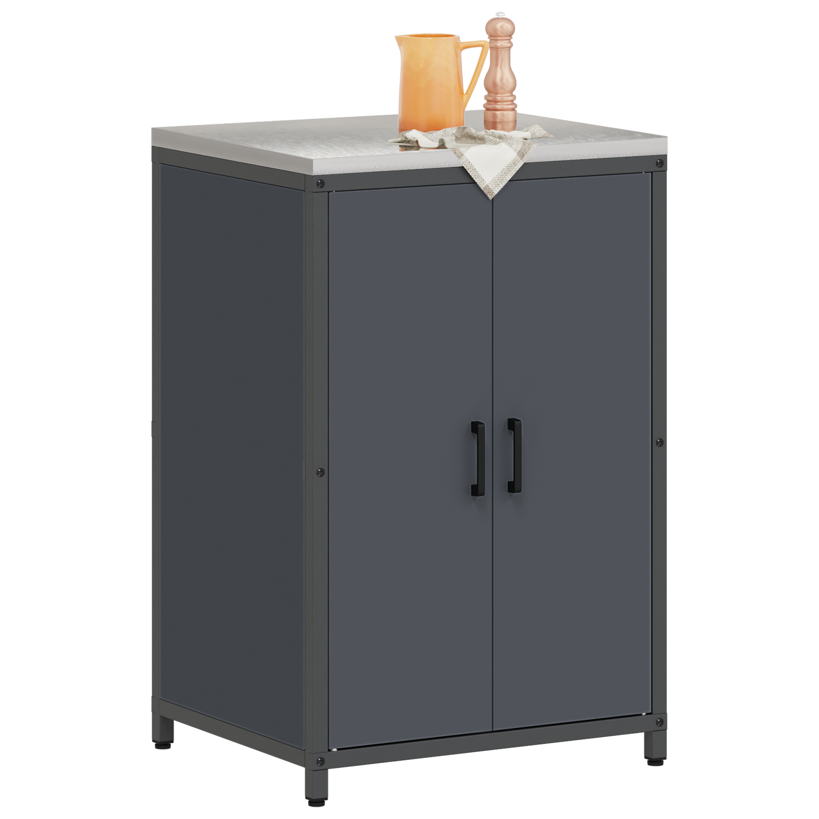 Keukenopslag Kast met plank met opslag met de deur Antraciet 60 x 50 x 92 cm Staal