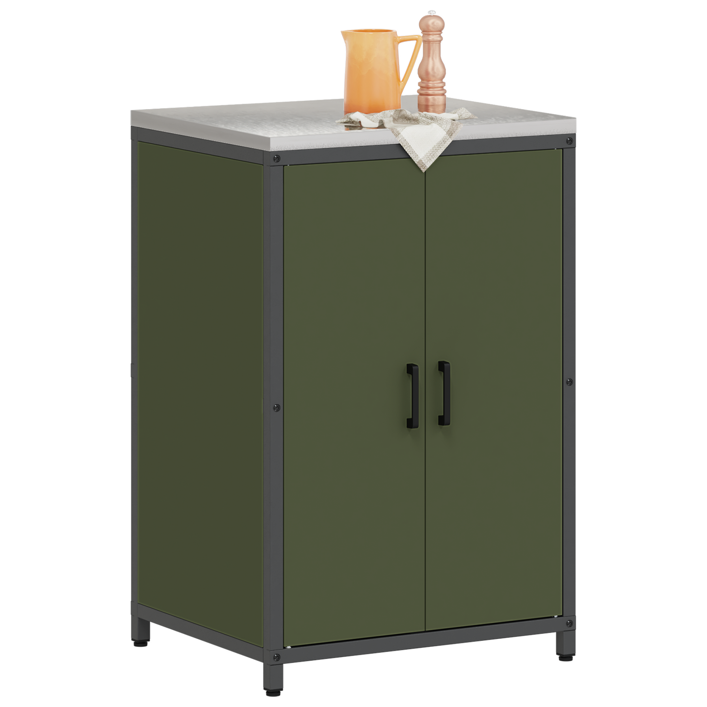 Keukenopslag Kast met plank met opslag met de deur met slot Olijfgroen 60 x 50 x 92 cm Staal