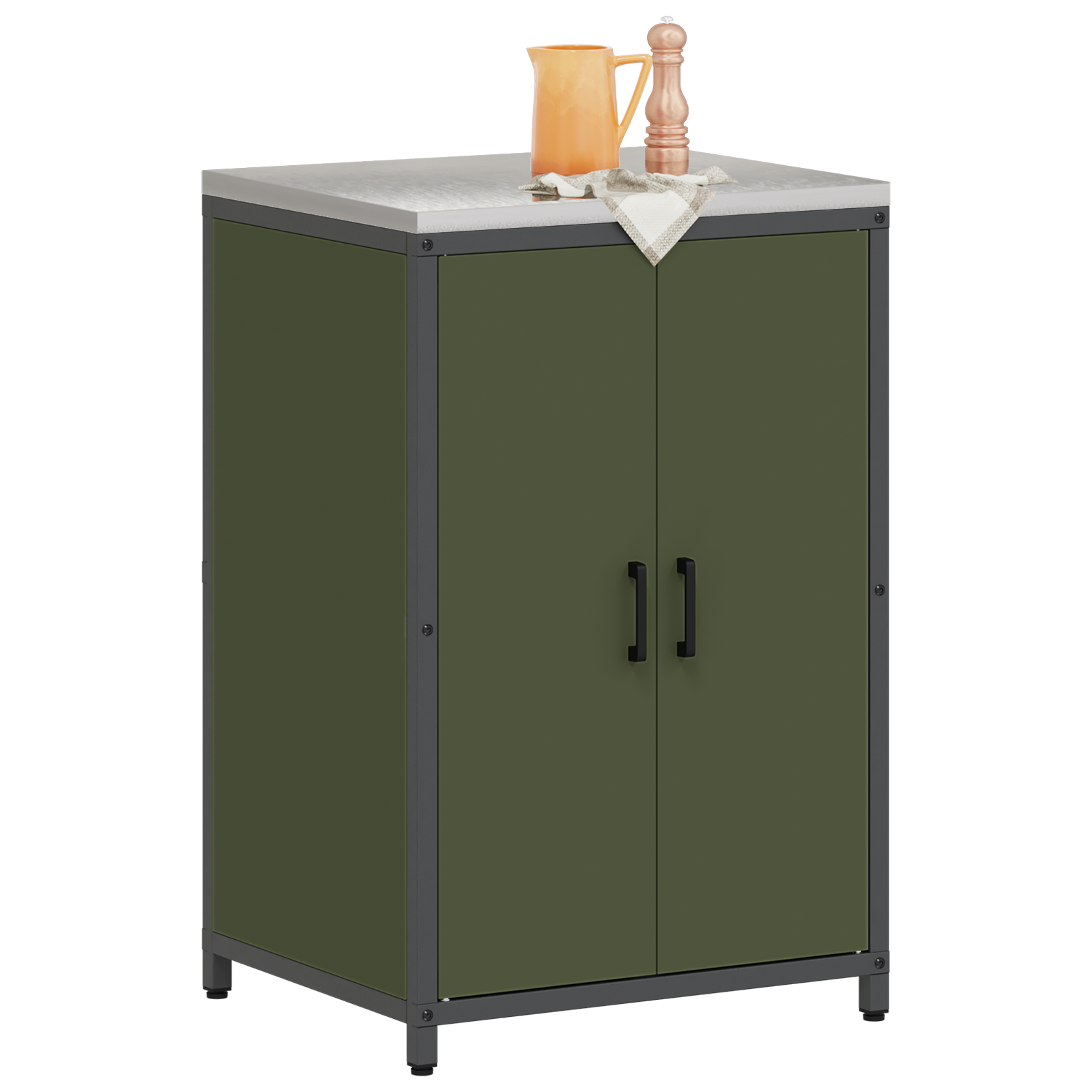 Keukenopslag Kast met plank met opslag met de deur met slot Olijfgroen 60 x 50 x 92 cm Staal