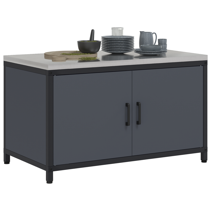 Keukenopslag Kast met plank met opslag met de deur Antraciet 60 x 50 x 92 cm Staal