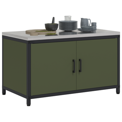 Keukenopslag Kast met plank met opslag met de deur Olijfgroen 60 x 50 x 92 cm Staal