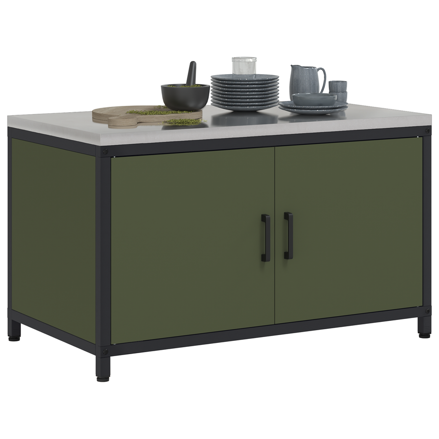 Keukenopslag Kast met plank met opslag met de deur Olijfgroen 60 x 50 x 92 cm Staal