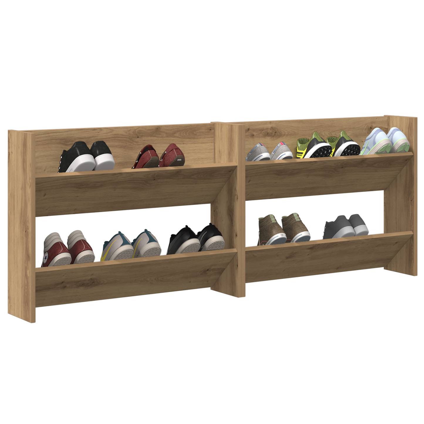 Wand Schoenenkasten met plank Anders met opslag 2 pcs artisanaal eikenkleurig