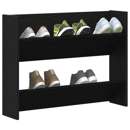 Wand Schoenenkasten Zwart eiken 60 x 18 x 60 cm Bewerkt hout