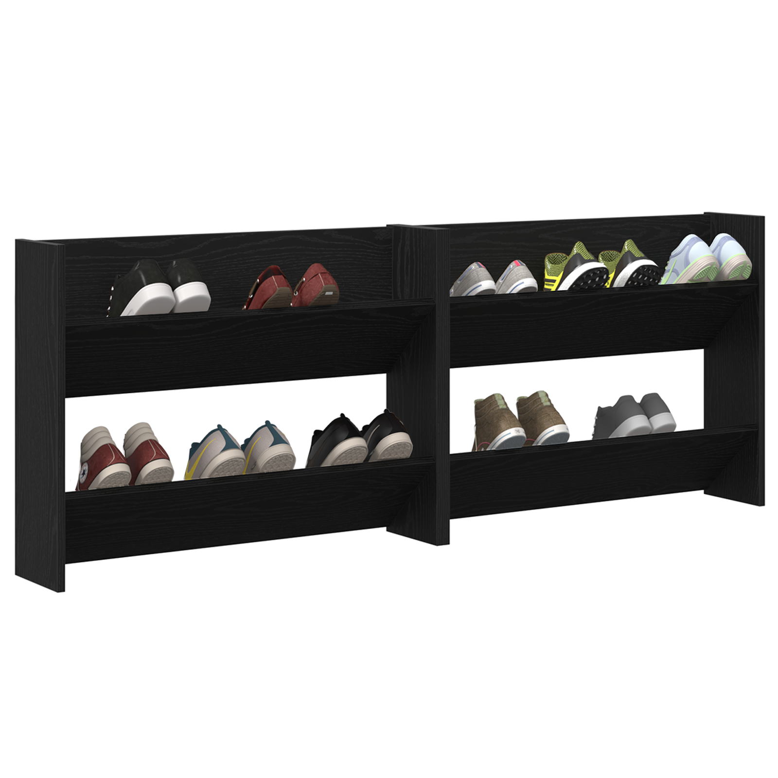 Wand Schoenenkasten met plank Anders 2 pcs Zwart eiken 60 x 18 x 60 cm