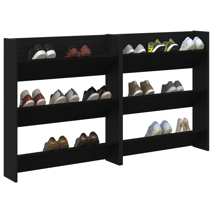 Wand Schoenenkasten met plank Anders 2 pcs Zwart eiken 60 x 18 x 60 cm