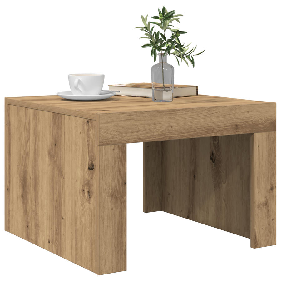 Salontafel artisanaal eikenkleurig 50 x 50 x 35 cm Bewerkt hout