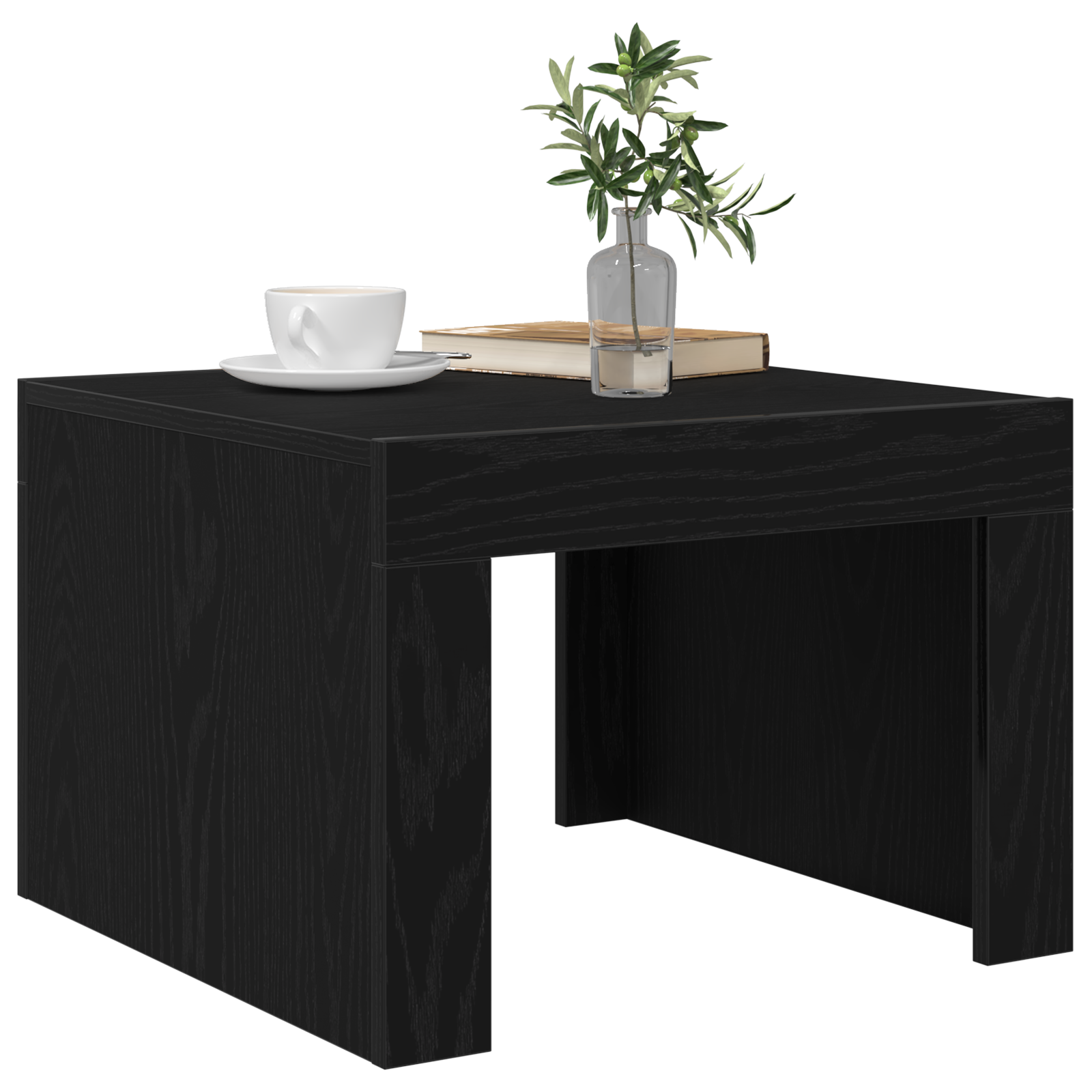 Salontafel Zwart eiken 50 x 50 x 35 cm Bewerkt hout
