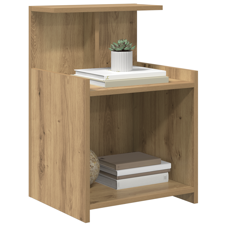 Bedkasten 2 stuks Ambachtelijk Eiken 40x35x60 cm Bewerkt Hout