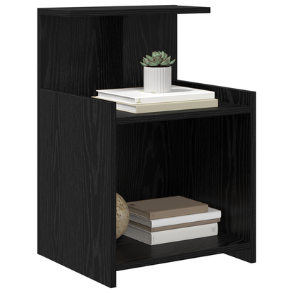 Bedkasten 2 stuks Zwart eiken 40x35x60 cm Bewerkt hout