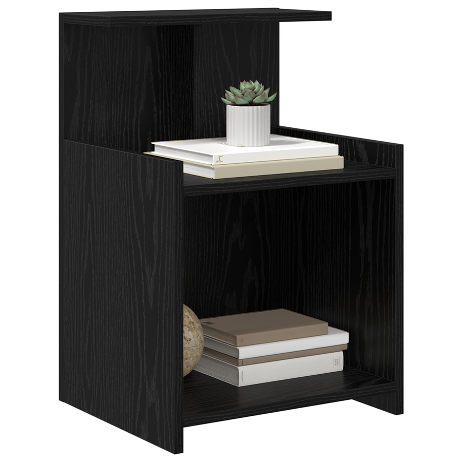 Bedkasten 2 stuks Zwart eiken 40x35x60 cm Bewerkt hout