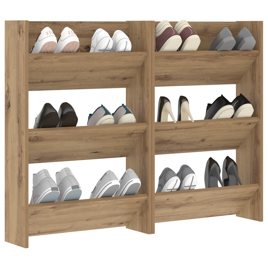 Wand Schoenenkasten met plank Anders met opslag 2 pcs artisanaal eikenkleurig
