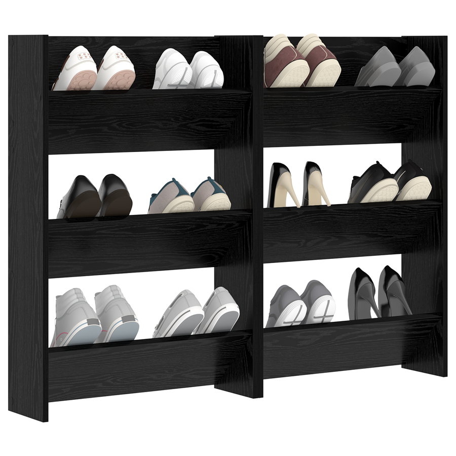 Wand Schoenenkasten met plank Anders 2 pcs Zwart eiken 60 x 18 x 60 cm