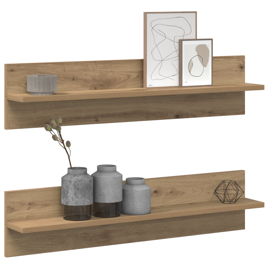 Wandplanken 2 pcs Ambachtelijk eiken 80 x 11.5 x 18 cm