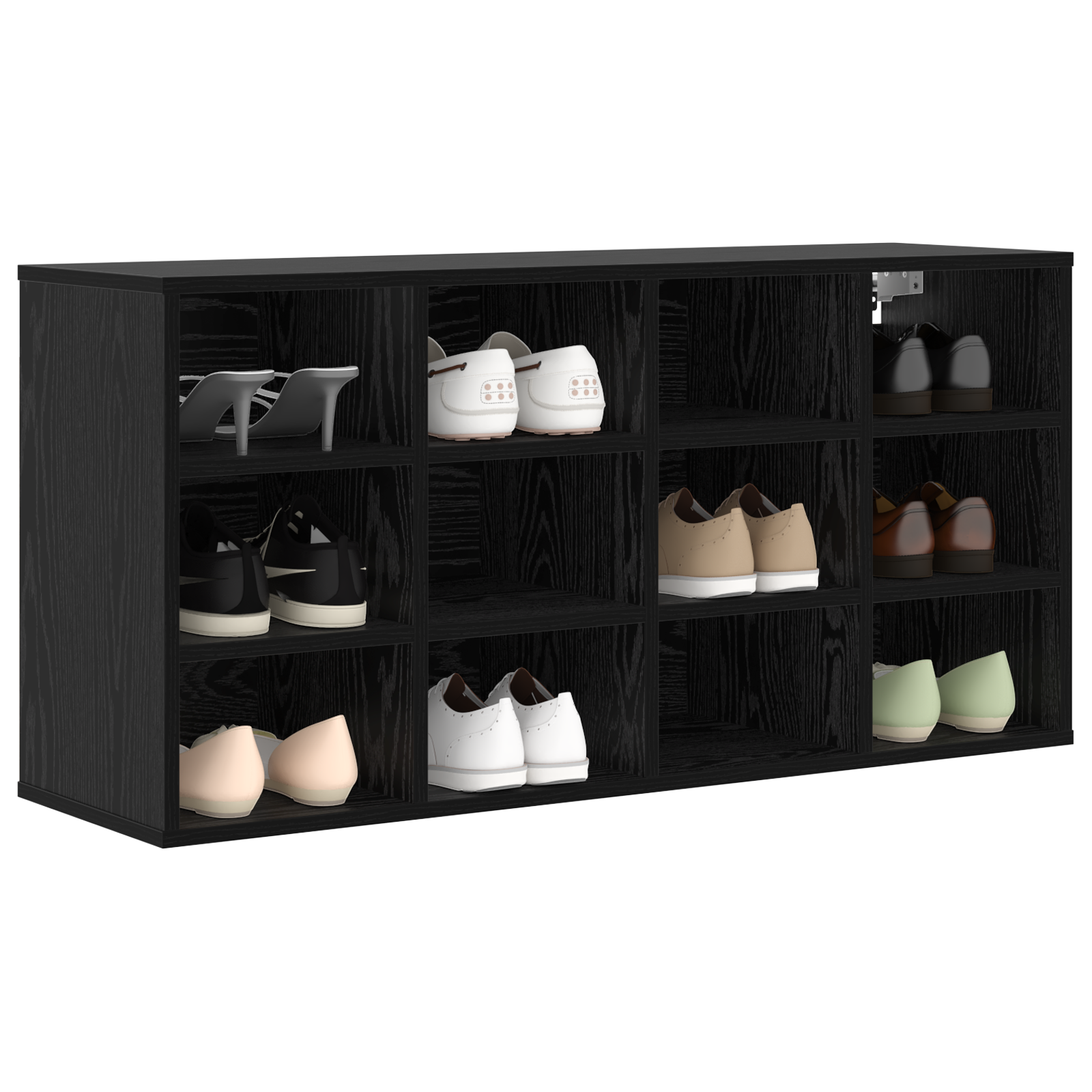 Schoenenkast Zwart eiken 52.5 x 30 x 50 cm Bewerkt hout